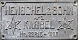 Flschung von Fabrikschild Henschel 22815,_1935. Aluguss mit Rand