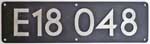 Deutschland (DR), Lokschild der DRB: E18 048, GAlS. Seitenschild der Lokomotive.