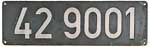 Deutschland (BRD), Lokschild der DB: 42 9001, Guss-Aluminium-Gro (GAlG).