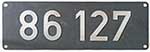 Deutschland (BRD), Lokschild der DB: 86 127, Guss-Aluminium-Rund, "Oede"-Guss (GAlR-Oede).