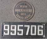 99 5706 Niet-Alu-Eckig mit Rand, passend dazu das Fabrischild Hohenzollern !