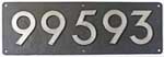 Deutschland (DDR), Lokschild der DRo: 99 593, Niet-Aluminium-Spitz, (NAlS).