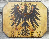 Eigentumsschild der K.P.E.V. Adler lackiert. Fr Gterwagen, lackiert.