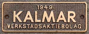Waggonfabrikschild, Kalmar 1949, Messingguss mit Rand