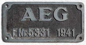 AEG, Fabrik-Nr. 5331, Baujahr 1941, Guss-Zink-mit-Rand, von DRG/DRo E94 052 / 254 052-4