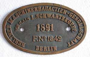 BMAG 1842, 1891, Messing oval, Riffelgrund mit Rand.