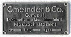 Gmeinder 5042, 1957, Aluguss, Riffelgrund mit Rand, von V60 022