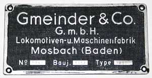 Gmeinder 5042,  1957, von V60 024, Aluguss, Riffelgrund mit Rand, rechteckig
