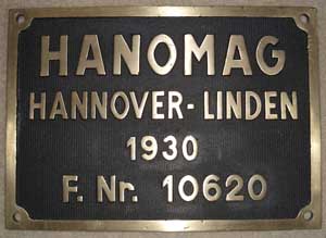 DRG, Hanomag 10620, 1930, 35x25cm, Messing, Riffelgrund mit Rand