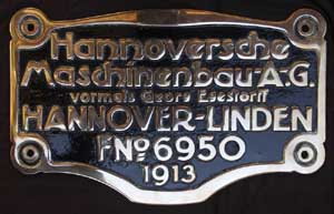 Hanomag 6950, 1913, Messingguss, Riffelgrund mit Rand