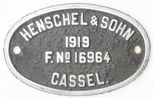 Henschel&Sohn 16964, 1919, Eisenguss, Riffelgrund mit Rand, von DRG/DB 38 2719