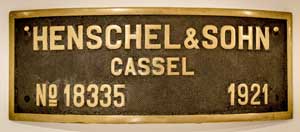 Henschel 18334, 1921 Messingguss mit Rand, Domschild, von Export P8 CFR 230.021