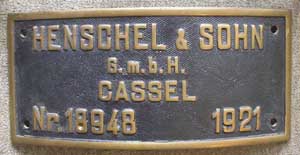 Henschel 18948, 1921 CFR 230.093, Messingguss, Riffelgrund mit Rand, Domschild