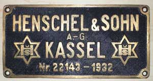 Henschel 22143, 1932, Messingguss, von DRG 85 009