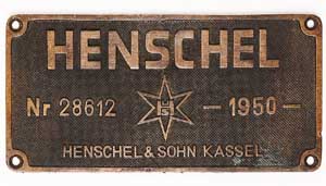 Henschel 28612, 1950, von 23 002, Messingguss, Riffelgrund mit Rand
