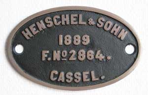 Henschel 2864, 1889, Messingguss, oval, Riffelgrund mit Rand, von