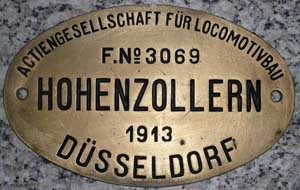 Hohenzollern 3069, 1913, Werkbahn, Dampfspeicherlok Bleicher'tsche Braunkohlenwerke Neukirchen Wyhra-AG, 200x126mm, Messingguss