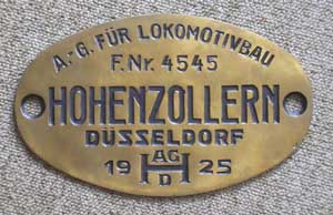 Hohenzollern 4545, 1925 South-Indian-Railways 10, Messingguss