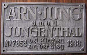 Jung 7854, 1938, Aluguss, von DB 324 054, ex Kf 4958, 330x200mm