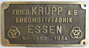 Krupp 1362, 1934, Messingguss, von DB 324 018