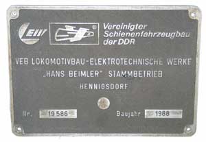 LEW Hennigsdorf 19586, 1988 von BR 143