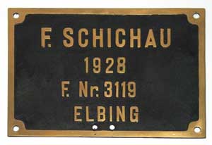 Schichau 3119, 1928, von 24 004, Messinggus, Riffelgrund mit Rand.