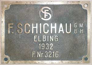 Schichau 3216, 1932, Messingguss, Riffelgrund mit Rand, von DRG 86 039