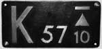 Deutschland (DDR), Gattungsschild der DRo: K57.10. Guss-Aluminium-Spitz (GAlS). Das Schild ist von der 99 221, 222, oder 223.