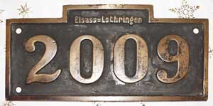 Reichseisenbahn Elsass-Lothringen 2009, Messingguss mit Rand. Lokomotivschild mit Staatsbahnzuordnung