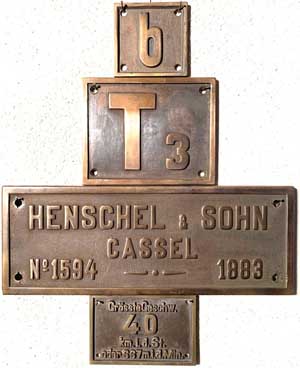 Ein kompletter Satz einer preußischen T3 mit Fabrikschild