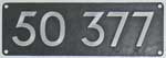Deutschland (DR), Lokschild der DRB: 50 377, Guss-Aluminium-Spitz, mit Gusszeichen GAlMgSi. Satz.