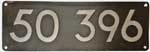 Deutschland (DR), Lokschild der DRB: 50 396, Guss-Aluminium-Spitz (GAl-Mg-Si).