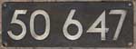 Deutschland (DR), Lokschild der DRB: 50 647, Guss-Aluminium-Spitz (GAl-Mg-Si), mit Logo des Herstellers: Wiener Lokfabrik, Floridsdorf. Fabriknummer: 3367, Baujahr: 1940.
