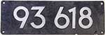 Deutschland (DR), Lokschild der DRB: 93 618, Guss-Aluminium-Spitz, RH-Guss (GAlS-RH).