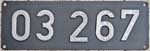 Deutschland (BRD), Lokschild der DB: 03 267, Niet-Aluminium-Rund (NAlR). Ein wunderschöner Satz.