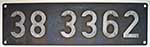 Deutschland (BRD), Lokschild der DB: 38 3362, Niet-Aluminium-Rund (NAlR).