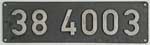 Deutschland (BRD), Lokschild der DB: 38 4003, Niet-Aluminium-Rund (NAlR). Satz.
