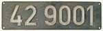 Deutschland (BRD), Lokschild der DB: 42 9001, Guss-Aluminium-Groß. Ein sehr schöner Satz.
