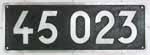 Deutschland (BRD), Lokschild der DB: 45 023, Niet-Aluminium-Spitz, mit genietetem Rand (NAlS).