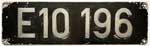 Deutschland (BRD), Lokschild der DB: E10 196, Guss-Aluminium-Gro (GAlG), Seitenschild. Ein schner Satz.
