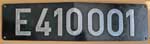 Deutschland (BRD), Lokschild der DB: E410 001, Guss-Aluminium-Gro�. Ursprungsversion des Frontschilds mit Knick in der "0". Ein sehr sch�nes Lokschild.