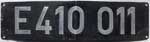 Deutschland (BRD), Lokschild der DB: E410 011, Guss-Aluminium-Groß (GAlG), Frontschild.