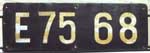 Deutschland (BRD), Lokschild der DB: E75 68, gemalt auf DRG-Schild. Die originalen Messingnieten sind noch sichtbar.