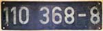 Deutschland (BRD), Lokschild der DB: 110 368-8, Klebeziffern auf Stahlplatte.