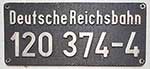 Deutschland (DDR), Lokschild der DRo: 120 374-4, Guss-Aluminium-Rund (GAlR). Ein sehr schöner Satz.