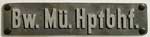 DRG-Heimatschild: Bw. Mü. Hptbhf. (Bw München Hauptbahnhof), Aluminiumguss, Riffelgrund,