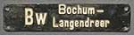 Deutschland (BRD), Heimatschild der DB: Bw Bochum-Langendreer, GAlMg3(Cu), zweizeilig.