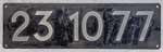 Deutschland (DDR), Lokschild der DRo: 23 1077, Niet-Aluminium-Spitz (NAlS).