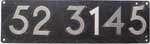 Deutschland (DDR), Lokschild der DRo: 52 3145, Niet-Aluminium-Spitz (NAlS) auf einer alten DRG-Platte.