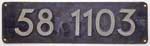 Deutschland (DDR), Lokschild der DRo: 58 1103, Niet-Aluminium-Spitz (NAlS).